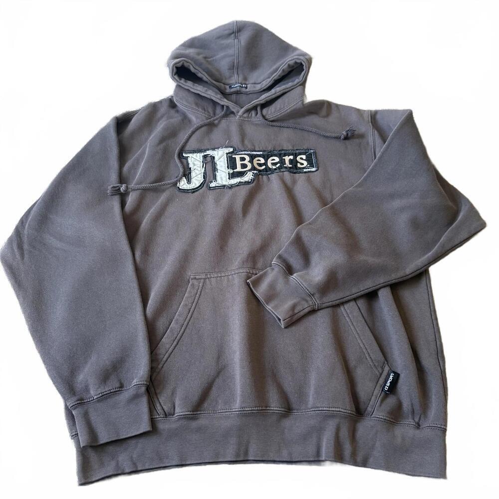 CI Sport JL Beers Brown Hoodie Vintage Style Pullover Sweatshirt L